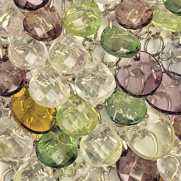 Waterfall Necklace Green and Clear Lucite Bead Bib Necklace - Picture 3 of 8